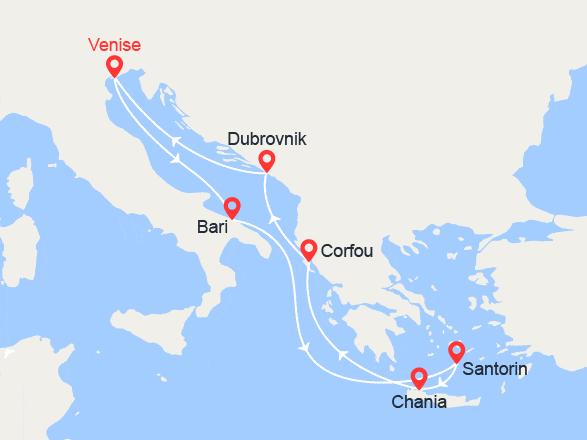 itinéraire croisière Iles grecques : Italie, Iles grecques, Croatie
