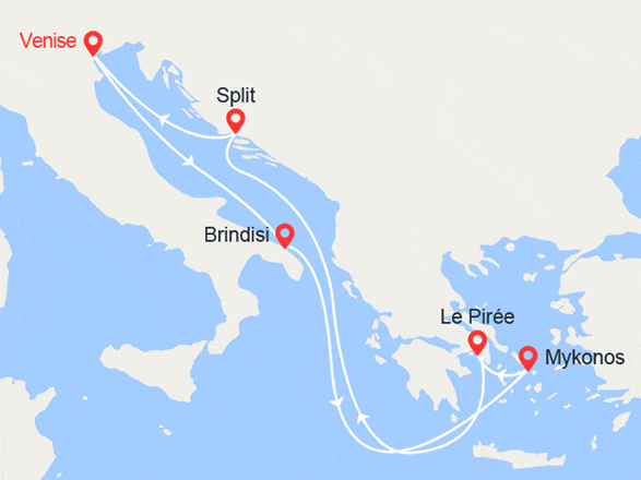 itinéraire croisière Iles grecques : Italie, Iles grecques, Croatie 
