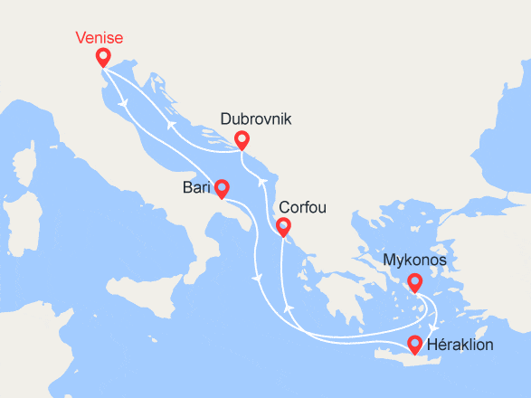 itinéraire croisière Iles grecques : Italie, Iles grecques, Croatie