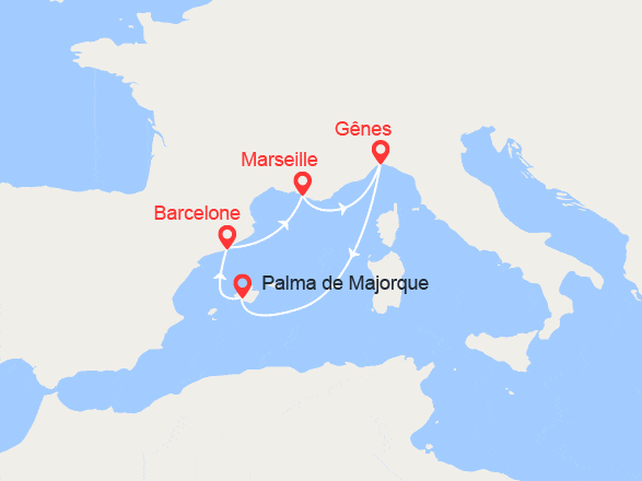 itinéraire croisière Iles Baléares - Iles Baléares : Italie, Majorque, Espagne