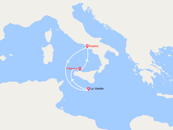 itinéraire croisière Méditerranée Occidentale : Italie, Malte