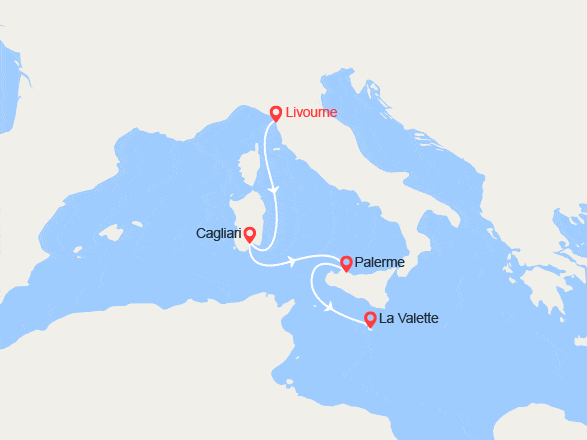 itinéraire croisière Méditerranée Occidentale : Italie, Malte