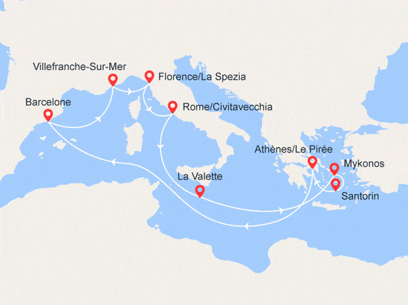 itinéraire croisière Iles grecques : Italie, Malte et Iles Grecques
