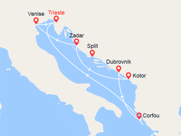 itinéraire croisière Croatie/Adriatique - Croatie/Adriatique : Italie, Montenegro, Croatie, Grèce
