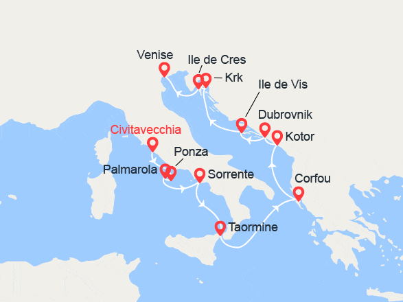 itinéraire croisière Croatie/Adriatique : Italie, Monténégro et Croatie