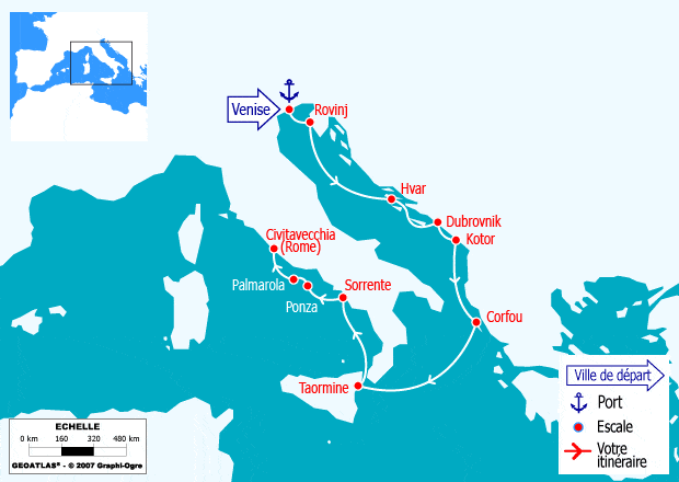 itinéraire croisière Croatie/Adriatique : Italie, Monténégro et Croatie