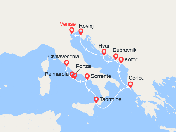 itinéraire croisière Croatie/Adriatique : Italie, Monténégro et Croatie