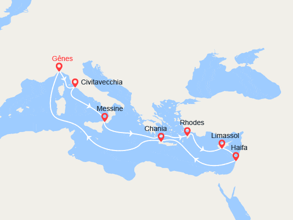 itinéraire croisière Iles grecques : Italie, Sicile, Iles grecques, Chypre, Israël