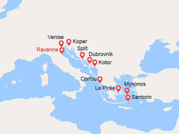 itinéraire croisière Croatie/Adriatique : Italie, Slovénie, Croatie, Monténégro, Iles Grecques