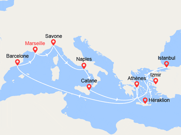 itinéraire croisière Iles grecques - Iles grecques : Italie, Turquie, Grèce, Espagne