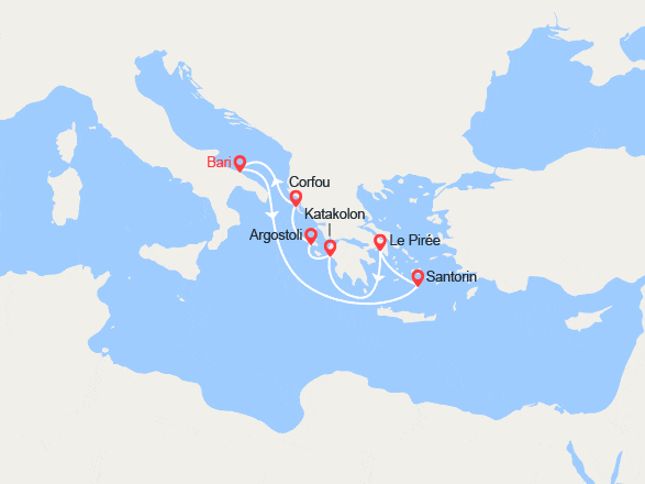 itinéraire croisière Méditerranée Orientale : Italie et  îles Grecques 