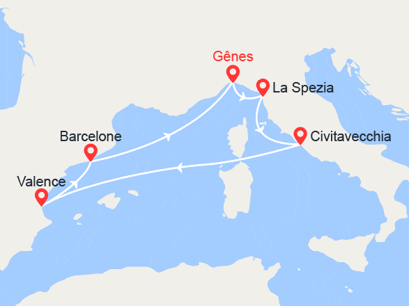 itinéraire croisière Méditerranée : Italie et Espagne