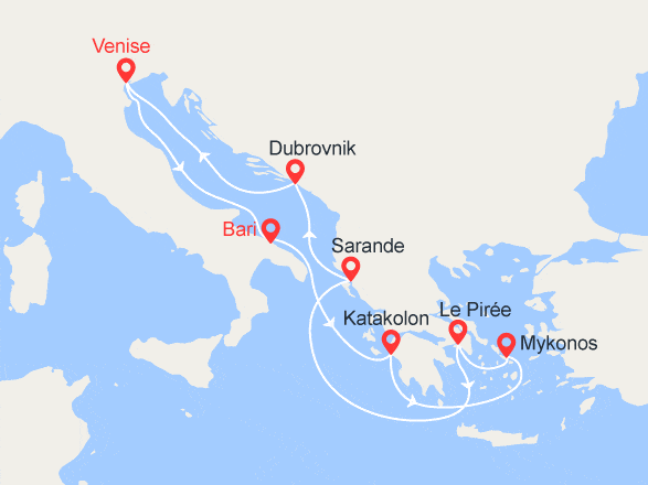 itinéraire croisière Iles grecques : Italie et Grèce
