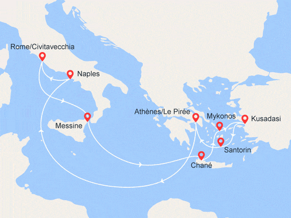 itinéraire croisière Iles grecques : Italie et Iles Grecques