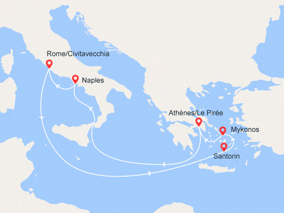 itinéraire croisière Iles grecques : Italie et Iles Grecques
