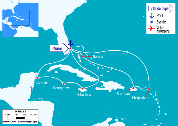 itinéraire croisière Caraïbes et Antilles : Jamaïque, Aruba, Colombie, Panama, Costa Rica & Bahamas