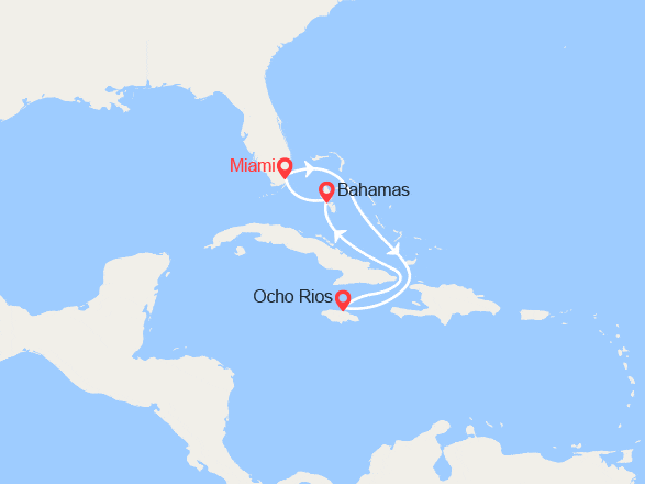 itin&eacute;raire croisi&egrave;re Caraïbes et Antilles : Jamaïque, Bahamas 