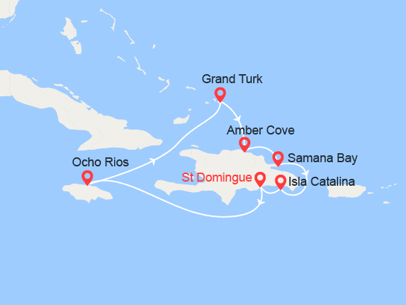 itinéraire croisière Caraïbes et Antilles : Jamaïque, Turks et Caicos, Rép. Dominicaine