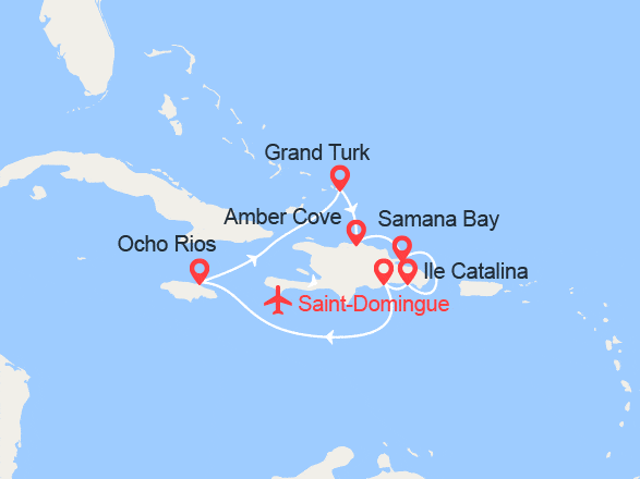 itinéraire croisière Caraïbes et Antilles : Jamaïque, Turks et Caïcos, Rép. Dominicaine - Vols inclus