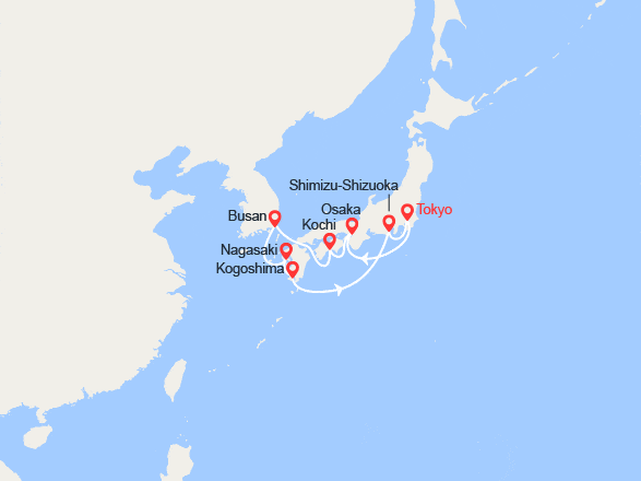 itin&eacute;raire croisi&egrave;re Asie : Japon : Osaka, Kochi, Busan, Tokyo 