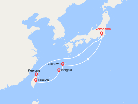 itin&eacute;raire croisi&egrave;re Asie : Japon & Taiwan: Keelung,Miyakojima, Okinawa 