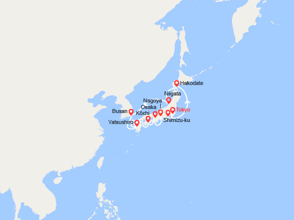 itin&eacute;raire croisi&egrave;re Asie : Japon, Corée du Sud – Tokyo, Hakodate, Niigata, Busan 