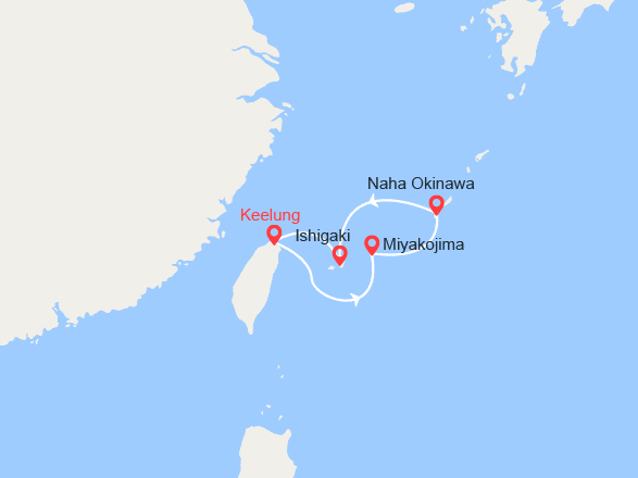 itinéraire croisière Asie : Japon, Taïwan : Miyako, Naha, Ishigaki