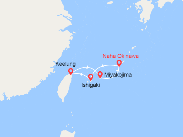 itinéraire croisière Asie : Japon, Taïwan: Naha, Ishigaki, Keelung, Miyako