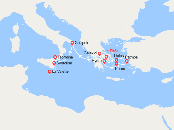 itin&eacute;raire croisi&egrave;re Méditerranée Orientale : Joyaux antiques de Méditerranée 