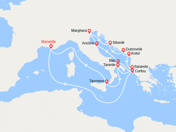 itin&eacute;raire croisi&egrave;re Méditerranée Orientale : Joyaux de l'Adriatique 