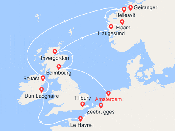 itinéraire croisière Fjords - Fjords : Joyaux Européens : Angleterre, Irlande, Norvège
