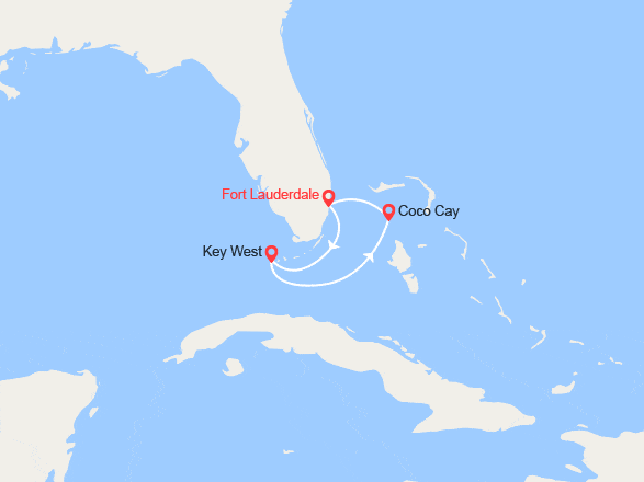 itin&eacute;raire croisi&egrave;re Caraïbes et Antilles : Key West et CocoCay 