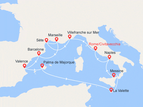 itinéraire croisière Iles Baléares - Iles Baléares : L'autre méditerranée : Malte, Italie, Espagne, France