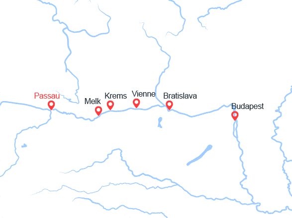 itinéraire croisière Danube : L'éclat de Noël : Passau, Vienne, Budapest, Melk