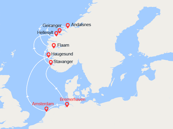 itinéraire croisière Fjords - Fjords : L'enchantement des Fjords : Norvège et Allemagne