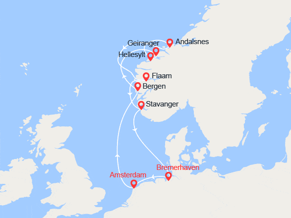 itinéraire croisière Europe du Nord : L'enchantement des Fjords : Norvège et Allemagne