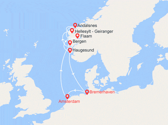 itinéraire croisière Fjords - Fjords : L'Enchantement des Fjords : Norvège et Allemagne