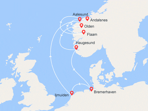 itinéraire croisière Fjords : L'enchantement des Fjords de Norvège