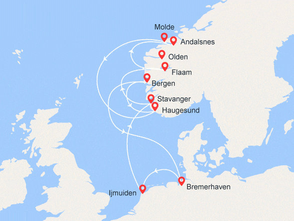 itinéraire croisière Fjords : L'enchantement des Fjords de Norvège