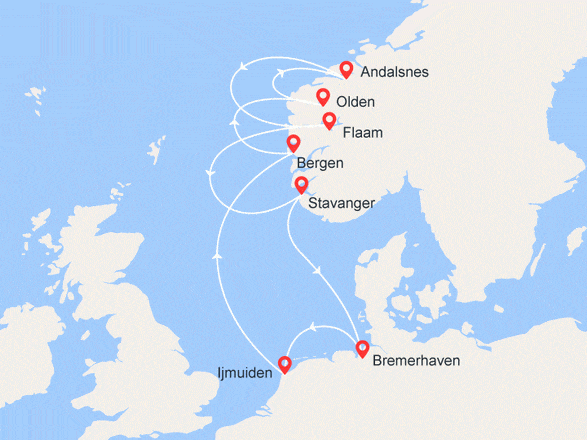 itinéraire croisière Fjords : L'enchantement des Fjords de Norvège