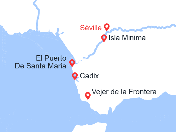 itinéraire croisière Guadalquivir : L'essentiel de l'Andalousie en croisière: Séville, Cadix et villages andalous (SVS_PP)