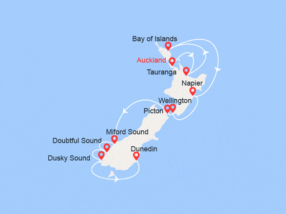 itinéraire croisière Pacifique : L'essentiel de la Nouvelle-Zélande : d'Auckland à Dunedin