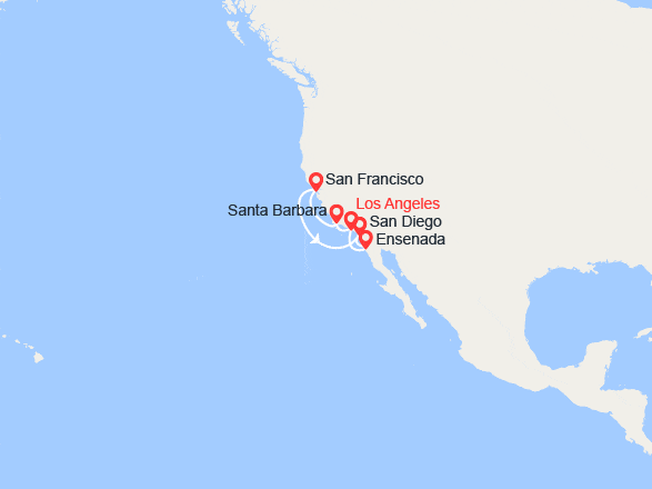 itin&eacute;raire croisi&egrave;re Amérique du Nord : La côte californienne 