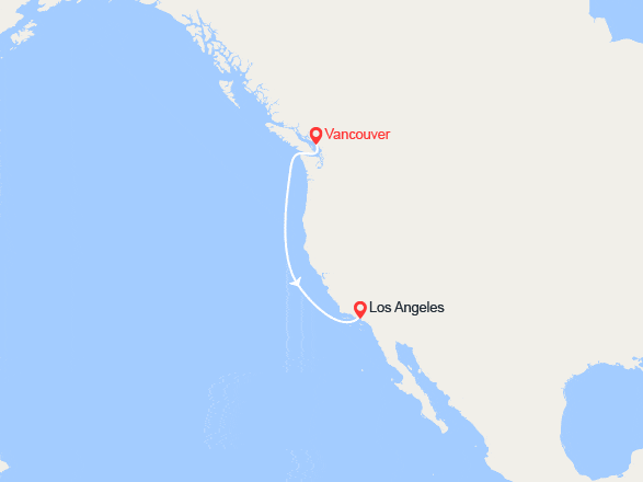itin&eacute;raire croisi&egrave;re Amérique du Nord : La côte Pacifique : Vancouver et Los Angeles 