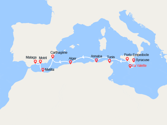 itin&eacute;raire croisi&egrave;re Méditerranée Occidentale : La grande Bleue au fil des civilisations 