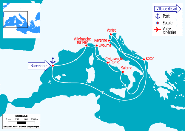 itinéraire croisière Méditerranée - Iles grecques : La Grande Méditerranée : Espagne, Malte, Grèce, Italie