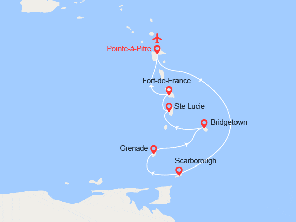 itinéraire croisière Caraïbes et Antilles : La Magie des Caraïbes : Tobago, Barbade, Ste Lucie