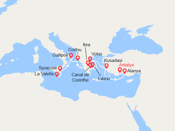 itinéraire croisière Iles grecques : La Méditerranée : empreintes des grandes civilisations
