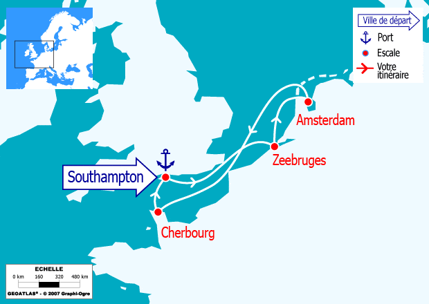 itinéraire croisière Baltique - Baltique : La Mer du Nord : Amsterdam, Zeebbruge, Cherbourg, Southampton...