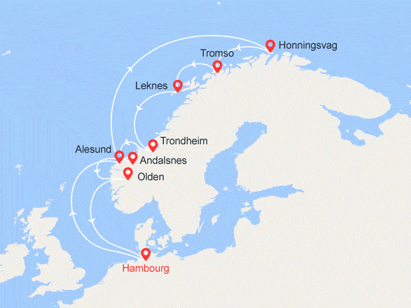 itinéraire croisière Fjords - Fjords : La Norvège: Fjords, Cap Nord, Iles Lofoten // OFFRE BALCON